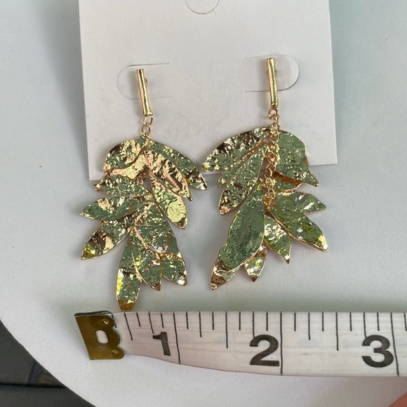 Zara Gold Leaf Drop Earrings - Picture 9 of 11